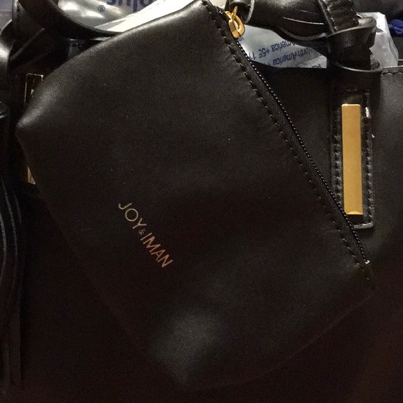 NWT,JOY&IMAN BLACK SAFANO REAL LEATHER,TASSELS,CHAIN PURSE INCLUDED,SNAPS 4 KEYS - Picture 3 of 9